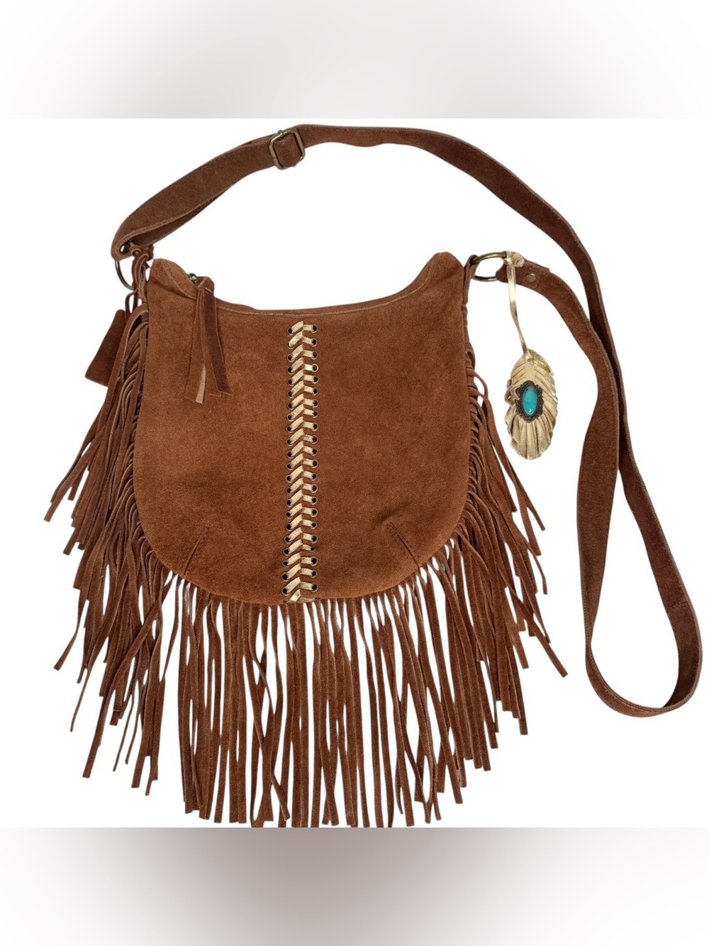 Idyllwind Brown Leather Suede Fringe Crossbody